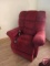 Reclining lift chair, overstuffed, maroon color