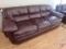 Sofa, brown, overstuffed, like leather material, 92in long