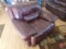 Chair, overstuffed, brown, like leather material, 50in wide