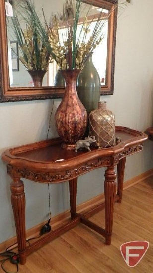 Sofa Table with detailed ornate cherry finish