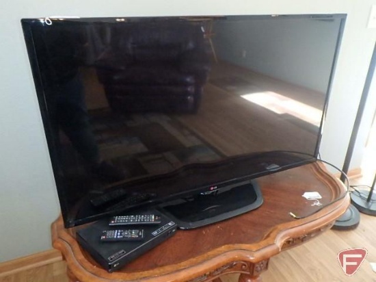 LG TV, flat screen, approx 47in screen and LG DVD player