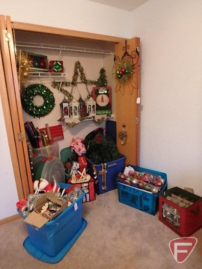 Christmas decorations- large assortment in closet