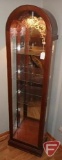 Curio cabinet with glass shelves, mirrored back, glass sides and etched glass sides