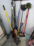 Yard and garden items; dust pan and brooms