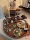 Tray of small turtles; piggy bank; turtle bank; bell
