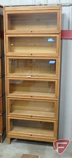 Lawyer book shelf, Weis-Monroe,MI, 6 sections, glass doors, 90inHx34inWx12inD