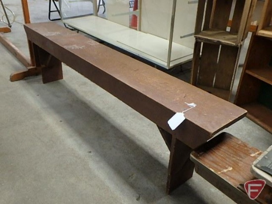 Painted wood bench, 19inHx72inLx10inD