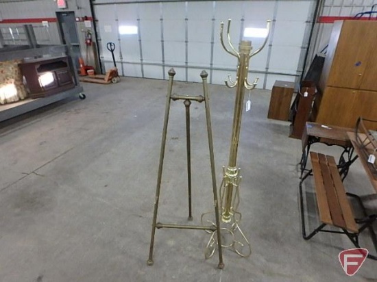 Metal coat tree and metal easel Easel is 61inH. 2 pieces