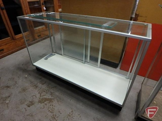 Glass display case, sliding glass doors, glass adjustable shelving, 37inHx60inWx20inD