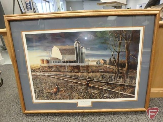 "At the Crossing" by Jim Hansel framed and matted print, 686/2480, approx. 39" W x 29" H