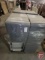 (8) 2 drawer metal filing cabinets with cushioned top