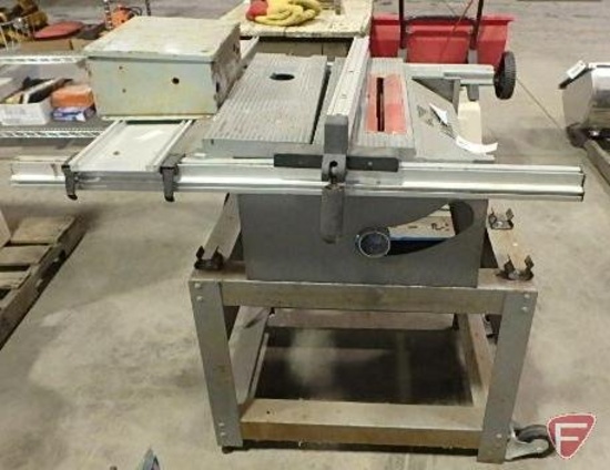 Ryobi BT3000 10" table saw on metal stand with electrical box