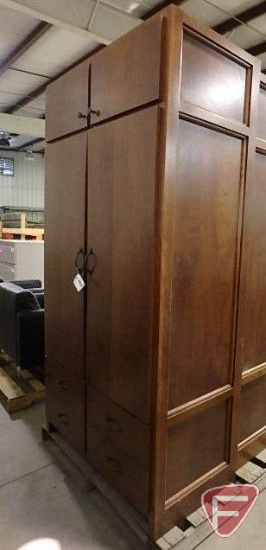 Wood 2 door cabinet with 4 drawer storage, 23-1/2"x42"x84"