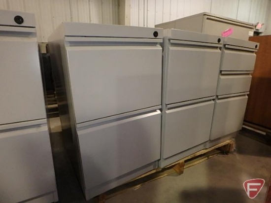 (4) 2 drawer metal filing cabinets and (1) 3 drawer metal file cabinet