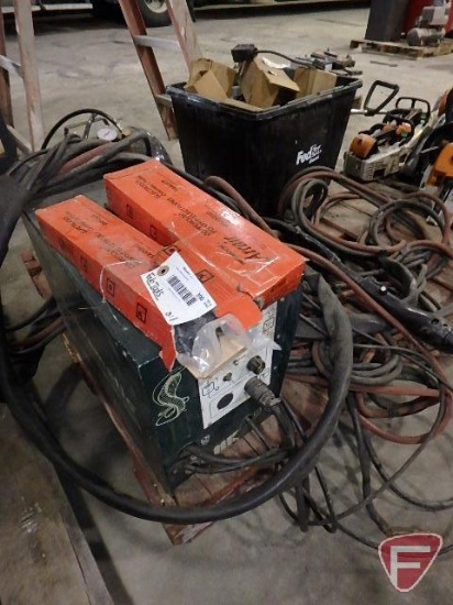 Cobramatic push-pull GMAW wire feed welder with electrodes and cable