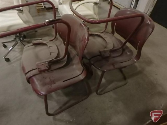 (4) maroon metal and plastic office/reception chairs