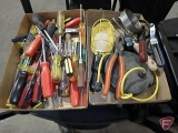 Work light, oil filter wrenches, extension cord on retracting reel, and screwdrivers