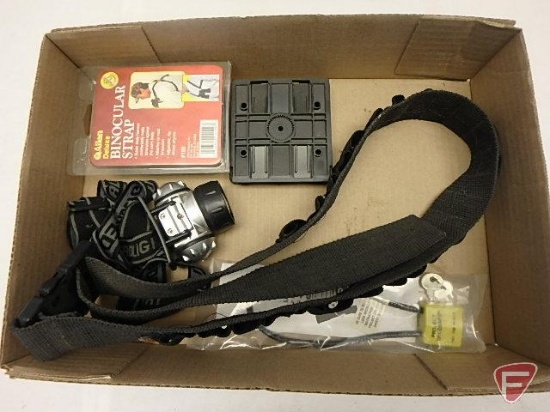 Gun lock, 20 gauge ammo belt, binocular strap, drink holder, head light