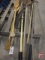 (2) wood oars, scythe blade, rock rake, shovels, and hoe