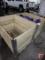 (2) wood crates, one with plastic organizers/parts bins