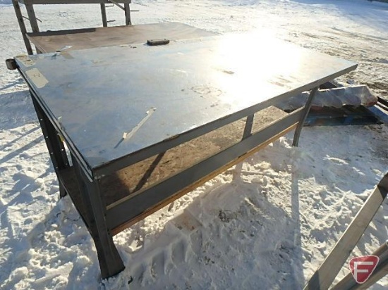 Metal welding table with wood under shelf 36"x72"x33"