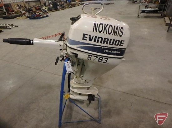 1998 Evinrude 9.9hp outboard boat motor, 4 stroke, sn G04514692