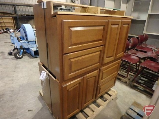 (2) 2 door, 2 drawer wood vanities