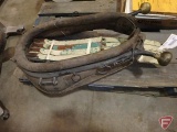 Horse collar with hames and vintage table legs