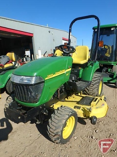 2006 John Deere 2305 diesel 4X4 MFWD compact utility tractor with 62" mid mount mower deck, 736 hrs