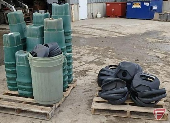 (44) Par-Aide plastic green garbage cans, some missing lids