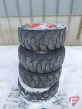 (4) Firestone DuraForce DT 265/70D16.5 NHS skid loader tires on rims, (10-16.5 NHS)