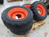 Super Wall Primex skid loader tires on rims, 10-16.5 NHS, 8 ply