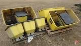 (3) John Deere fertilizer boxes and (6) John Deere herbicide/insecticide boxes