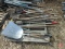 Yard/garden tools: shovels, pitch fork, shop brooms, aluminum scoop shovels