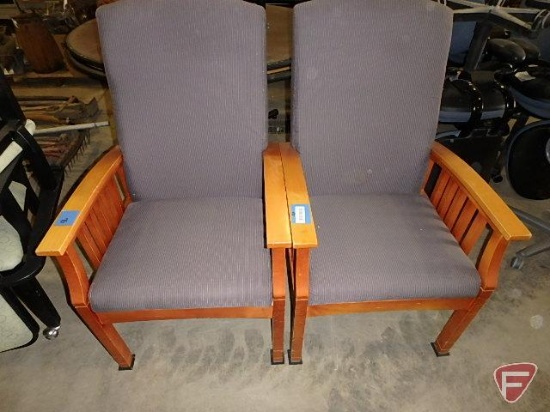 (2) mission style wood chairs