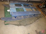 Homemade wood sled and wood and canvas ice fish/dark house, mousey