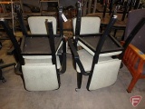(4) upholstered arm chairs, front rollers
