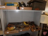 Sockets, pry bar, locking pliers, circular saw, wood box, hand saws, jig saw,