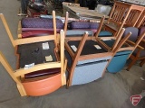 (6) upholstered wood arm chairs