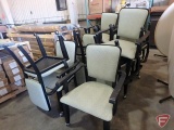 (11) upholstered arm chairs, front rollers