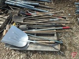 Yard/garden tools: shovels, pitch fork, shop brooms, aluminum scoop shovels