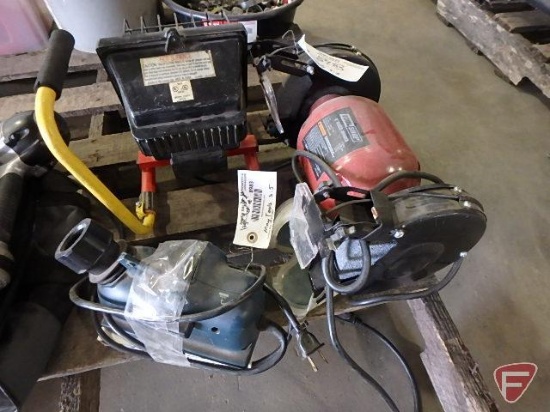 Tool Shop 6" bench grinder, Drill Doctor drill bit sharpener, halogen work light