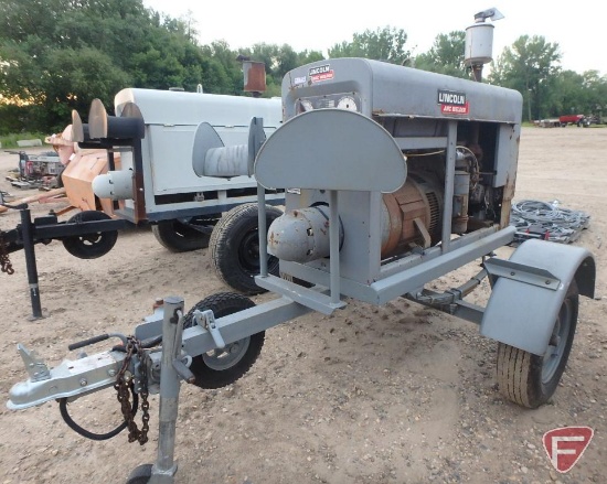 Lincoln Arc welder on single axle, model SA200F163, sn A794850, 2" ball hitch