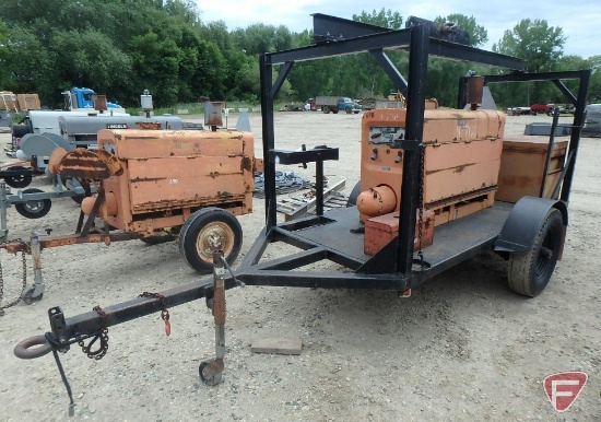 Lincoln Arc welder on single axle trailer, model SA200F163, sn A668315, pintle hitch