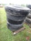 (5) Assorted semi tires, some on steel 10 bolt wheels
