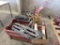 Rope, electric Toro trimmer, HOnda front grill, small pipe wrenches, tubing, cordless grease gun,