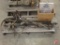 Blacksmith leg vise, ice tongs, chain come-along, hydraulic control valves