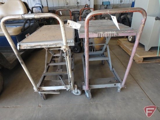 (2) scissors lift carts on casters