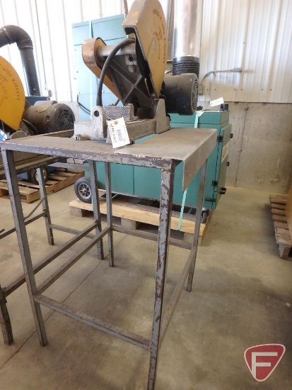 Everett 10MIT metal chop saw on stand, missing vise component