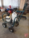Garden cart with pneumatic wheels and (2) sprayers